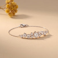 3.05 Ct Round Cut Lab Grown Diamond Graduated Cluster Bracelet for Women White