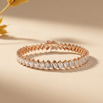 7.50 Ct Emerald Cut Lab Grown Diamond Interlocking Link Bracelet for Women Rose Gold