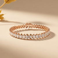 7.50 Ct Emerald Cut Lab Grown Diamond Interlocking Link Bracelet for Women Rose Gold