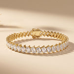 7.50 Ct Emerald Cut Lab Grown Diamond Interlocking Link Bracelet for Women Gold