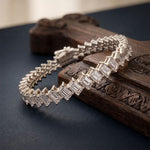 7.50 Ct Emerald Cut Lab Grown Diamond Interlocking Link Bracelet for Women White