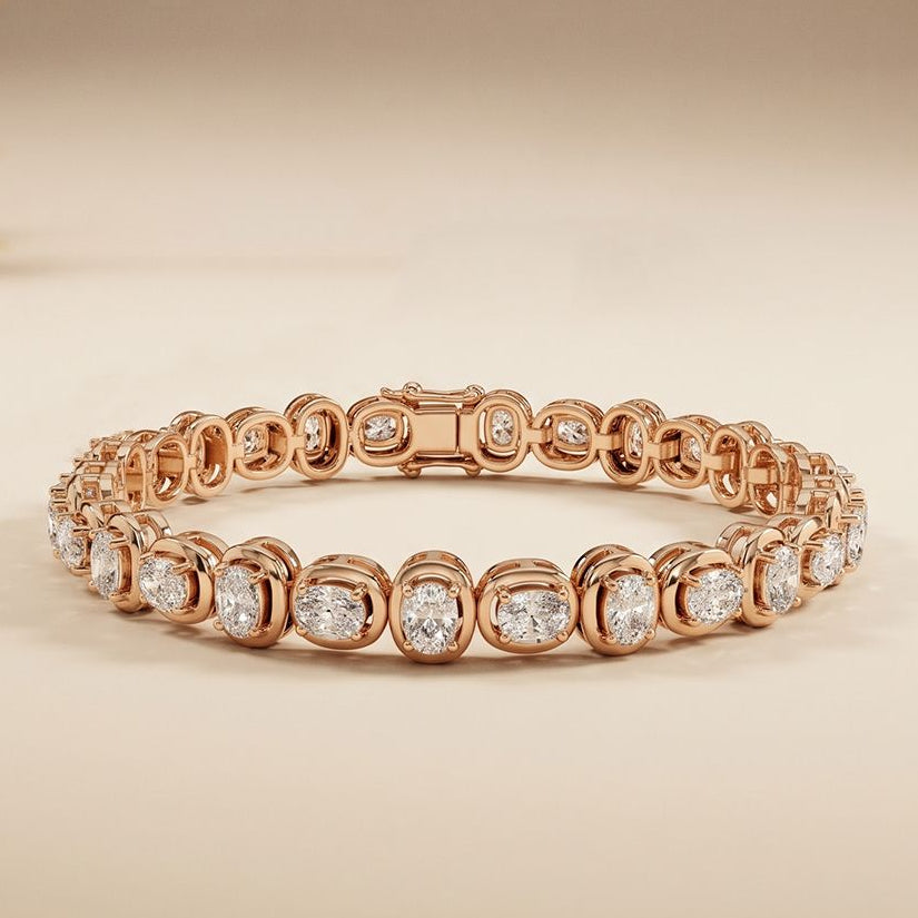 6.80 Ct Cushion Cut Lab Grown Diamond Tennis Bracelet for Women Rose Gold