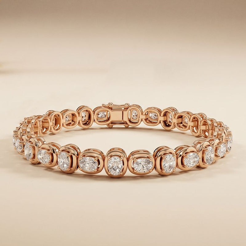 6.80 Ct Cushion Cut Lab Grown Diamond Tennis Bracelet for Women Rose Gold