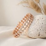 5.10 Ct Round Cut Lab Grown Diamond Floral Cluster Openwork Bracelet Rose Gold