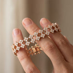 5.10 Ct Round Cut Lab Grown Diamond Floral Cluster Openwork Bracelet Rose Gold