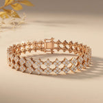 5.10 Ct Round Cut Lab Grown Diamond Floral Cluster Openwork Bracelet Rose Gold