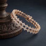 5.10 Ct Round Cut Lab Grown Diamond Floral Cluster Openwork Bracelet Rose Gold