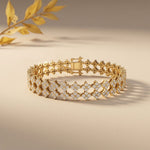 5.10 Ct Round Cut Lab Grown Diamond Floral Cluster Openwork Bracelet Gold