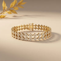 5.10 Ct Round Cut Lab Grown Diamond Floral Cluster Openwork Bracelet Gold