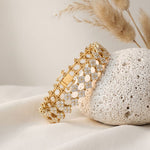 5.10 Ct Round Cut Lab Grown Diamond Floral Cluster Openwork Bracelet Gold