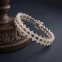 5.10 Ct Round Cut Lab Grown Diamond Floral Cluster Openwork Bracelet White