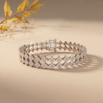 5.10 Ct Round Cut Lab Grown Diamond Floral Cluster Openwork Bracelet White