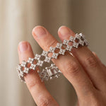 5.10 Ct Round Cut Lab Grown Diamond Floral Cluster Openwork Bracelet White