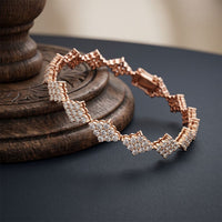 5.75 Ct Round Cut Lab Grown Diamond Open Lattice Cluster Bracelet Rose Gold