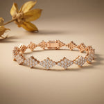 5.75 Ct Round Cut Lab Grown Diamond Open Lattice Cluster Bracelet Rose Gold