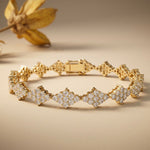 5.75 Ct Round Cut Lab Grown Diamond Open Lattice Cluster Bracelet Gold