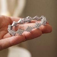 5.75 Ct Round Cut Lab Grown Diamond Open Lattice Cluster Bracelet White