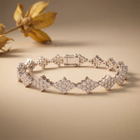 5.75 Ct Round Cut Lab Grown Diamond Open Lattice Cluster Bracelet White
