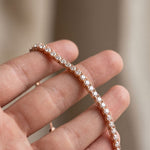 5.95 Ct Round Cut Lab Grown Diamond Linear Bar-Set Chain Bracelet Rose Gold