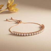 5.95 Ct Round Cut Lab Grown Diamond Linear Bar-Set Chain Bracelet Rose Gold