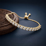 5.95 Ct Round Cut Lab Grown Diamond Linear Bar-Set Chain Bracelet Gold