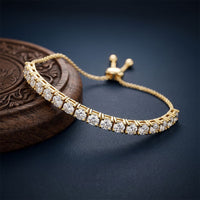 5.95 Ct Round Cut Lab Grown Diamond Linear Bar-Set Chain Bracelet Gold