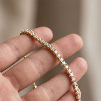 5.95 Ct Round Cut Lab Grown Diamond Linear Bar-Set Chain Bracelet Gold