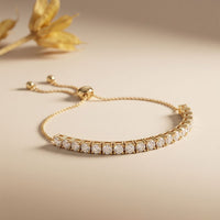 5.95 Ct Round Cut Lab Grown Diamond Linear Bar-Set Chain Bracelet Gold
