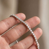 5.95 Ct Round Cut Lab Grown Diamond Linear Bar-Set Chain Bracelet White