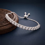 5.95 Ct Round Cut Lab Grown Diamond Linear Bar-Set Chain Bracelet White