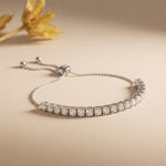 5.95 Ct Round Cut Lab Grown Diamond Linear Bar-Set Chain Bracelet White