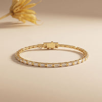3.70 Ct Baguette Cut Lab Grown Diamond Art Deco Bar Link Bracelet Gold
