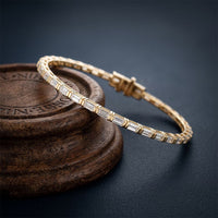 3.70 Ct Baguette Cut Lab Grown Diamond Art Deco Bar Link Bracelet Gold