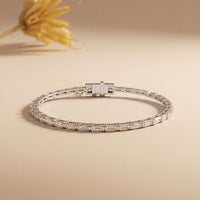 3.70 Ct Baguette Cut Lab Grown Diamond Art Deco Bar Link Bracelet White