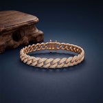 5 Ct Round Cut Lab Grown Diamond Pavé Interlocking Link Bracelet Rose Gold