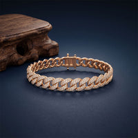 5 Ct Round Cut Lab Grown Diamond Pavé Interlocking Link Bracelet Rose Gold