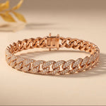 5 Ct Round Cut Lab Grown Diamond Pavé Interlocking Link Bracelet Rose Gold