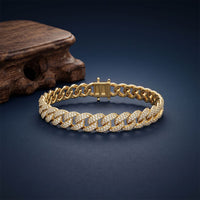 5 Ct Round Cut Lab Grown Diamond Pavé Interlocking Link Bracelet Gold