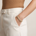 5 Ct Round Cut Lab Grown Diamond Pavé Interlocking Link Bracelet Gold