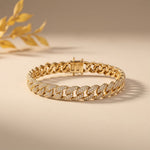 5 Ct Round Cut Lab Grown Diamond Pavé Interlocking Link Bracelet Gold