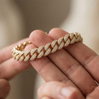 5 Ct Round Cut Lab Grown Diamond Pavé Interlocking Link Bracelet Gold