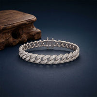 5 Ct Round Cut Lab Grown Diamond Pavé Interlocking Link Bracelet White