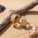 0.60 Ct Round Cut Lab Grown Diamond Geometric Hoop Earrings Gold