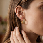 0.60 Ct Round Cut Lab Grown Diamond Geometric Hoop Earrings Gold
