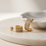 0.60 Ct Round Cut Lab Grown Diamond Geometric Hoop Earrings Gold
