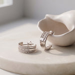 0.60 Ct Round Cut Lab Grown Diamond Geometric Hoop Earrings White