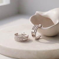 0.60 Ct Round Cut Lab Grown Diamond Geometric Hoop Earrings White