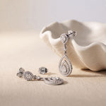 1.20 Ct Pear Cut Lab Grown Diamond Double Teardrop Dangle Earrings White