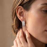 0.60 Ct Round Cut Lab Grown Diamond Pavé Hoop Earrings for Women White
