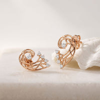 0.12 Ct Round Cut Lab Grown Diamond Spiral Drop Earrings Rose Gold